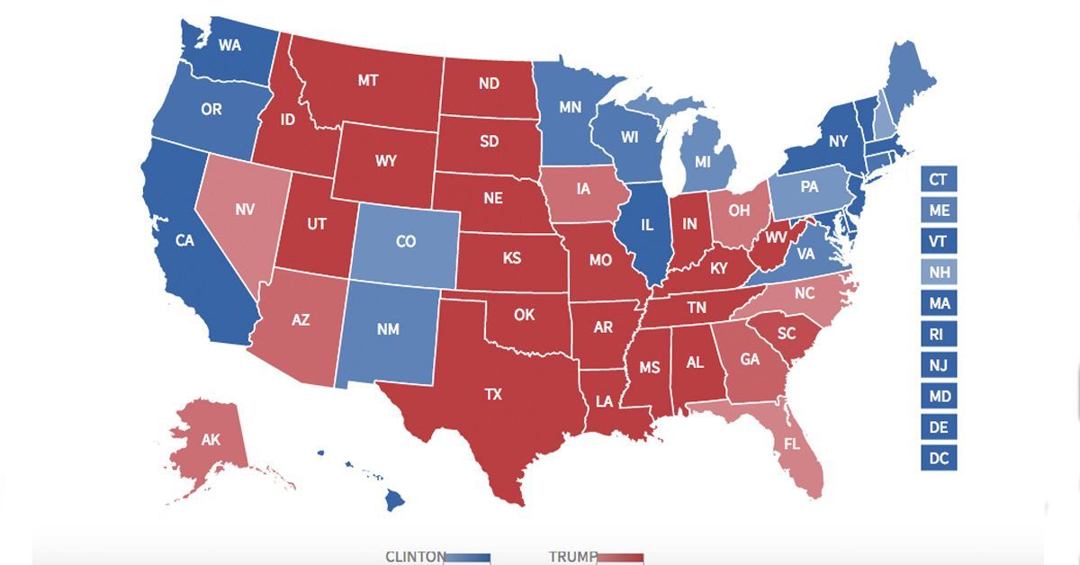 mapa electoral / elecciones USA 2016